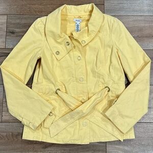 Liz & Co. Vintage Spring Yellow Lightweight Jacket W/ Tie Waist | Size Small